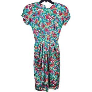Vintage 80's Maggy Boutique Floral Sheath Dress Size 4